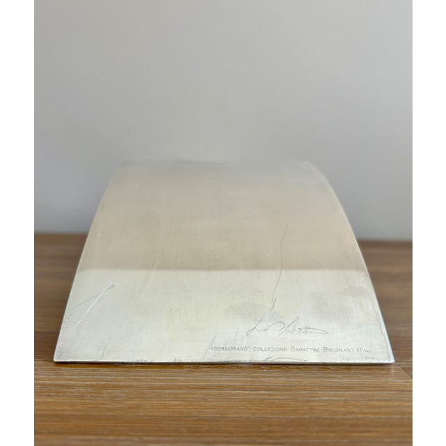 Metal Pair of Signed Cormorano Collezione Lino Sabattini Bregnano Italy Silver Plated Candle Holders or Vases For Sale - Image 7 of 9