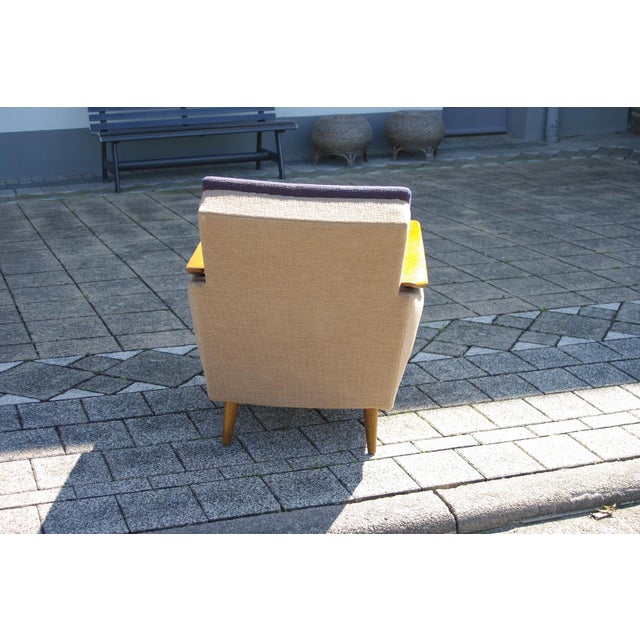 Italian Boomerang Lounge Chair in Wood and Fabric, 1950s For Sale - Image 10 of 13