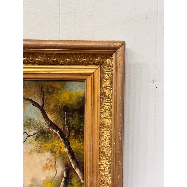 This is a beautiful Antique French oil painting. The artist has captured the countryside of what looks to be late summer....