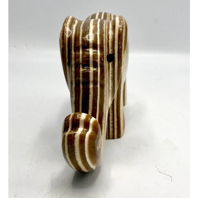 1960s Abstract Carved Fossilwood Agate Elephant For Sale - Image 4 of 7