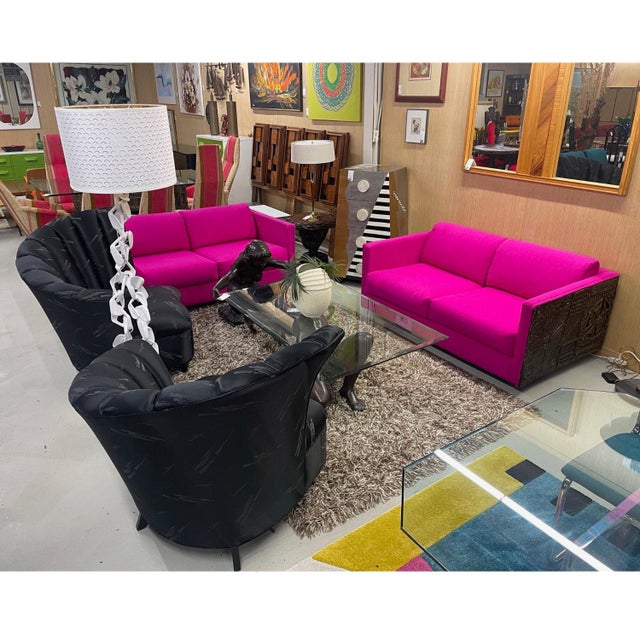 Adrian Pearsall Craft Associates Pink Paul Evans Style Brutalist Loveseat Sofa For Sale - Image 6 of 16