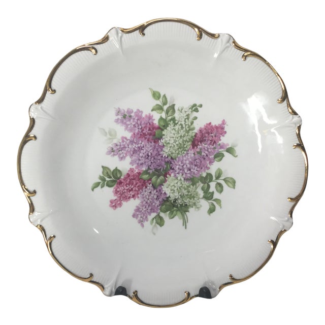 Vintage German Hand Painted Lilac Plate With Gilt Rim Chairish