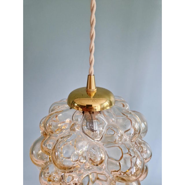 Amber Bubble Glass Pendant Lights by Helena Tynell for Glashütte Limburg, 1970s, Set of 3 For Sale - Image 10 of 16