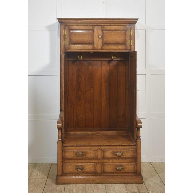 Oak Hall Seat Cupboard, 1890s For Sale - Image 5 of 12