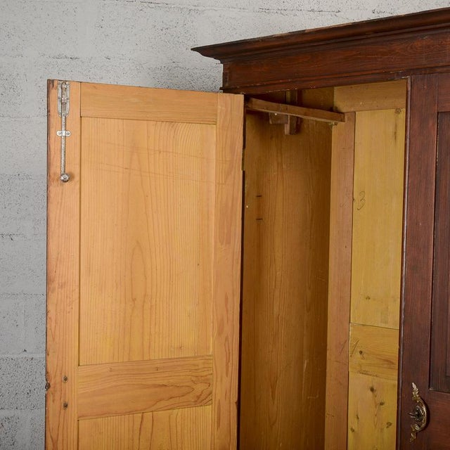 Wood Antique 19th Century Two-door Wardrobe in Solid Fir, Italy For Sale - Image 7 of 18