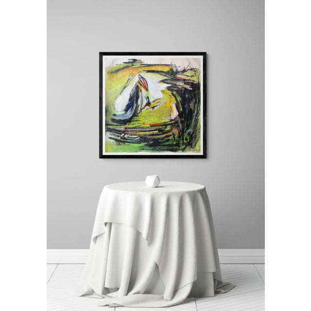 Mid Century "Yellow and Black Abstract" Mixed Media For Sale - Image 12 of 12