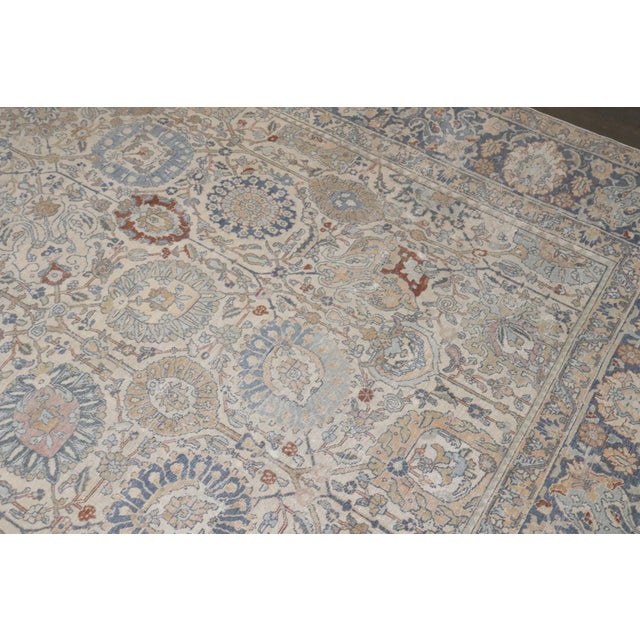 Ivory Antique Persian Tabriz Rug no. j4805 For Sale - Image 4 of 11