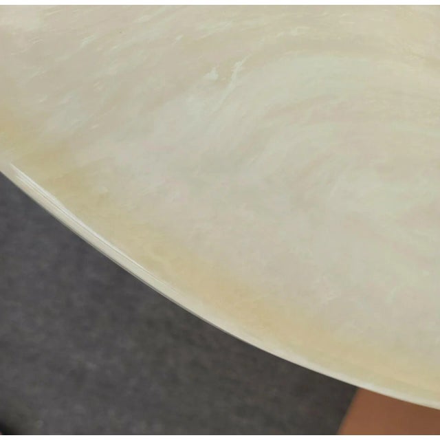 Vintage Mid Century Modern Solid Resin Faux Marble Oval Pedestal Dining Table For Sale - Image 10 of 13