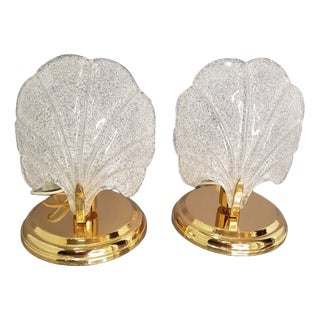 Murano Glass Palm Leaf Lamps by Barovier, Set of 2 For Sale