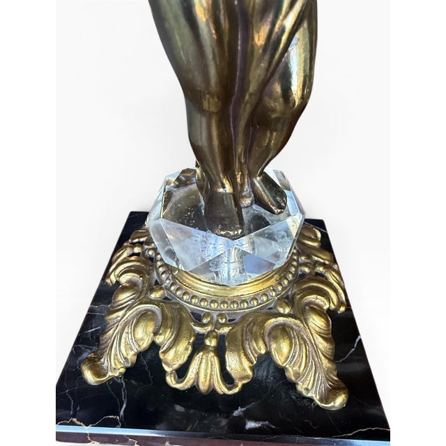 Vintage Hollywood Regency Four-Light Cherub Candelabra Table Lamp With Marble Base For Sale - Image 9 of 10