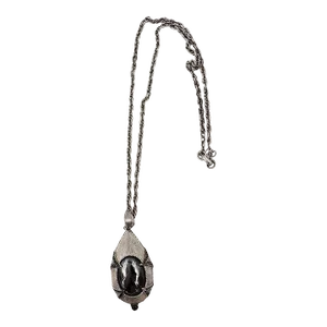 Vintage 1960s Signed Avon of Belleville Boucher Mazer Brand Faux-Hematite Pendant Necklace
