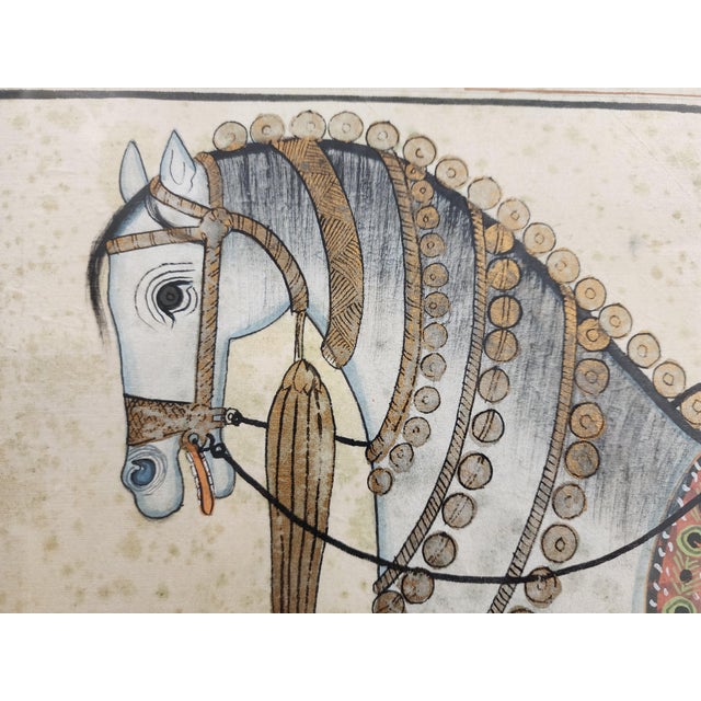 Illustration Antique Moghul's Horse Painting on Silk For Sale - Image 3 of 5