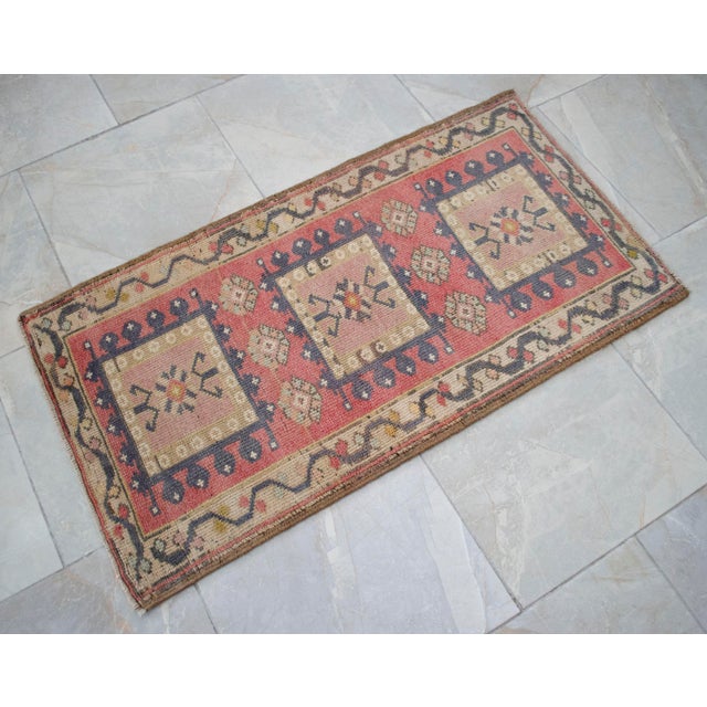 Hand Knotted Door Mat, Entryway Rug, Bath Mat, Kitchen Decor, Small Rug, Turkish Rug - 1′9″ × 4′6″ For Sale - Image 12 of 14