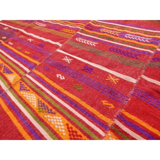Turkish Jajim Kilim Rug 4'11" X 8'1" For Sale - Image 10 of 12