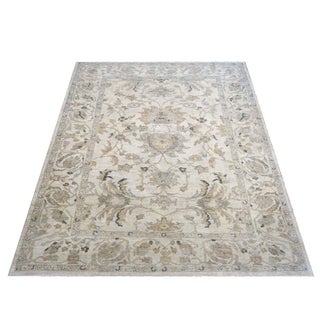 Persian Sultanabad Wool 9x11 Ivory, Grey & Light Blue Handmade Area Rug #1140991 For Sale
