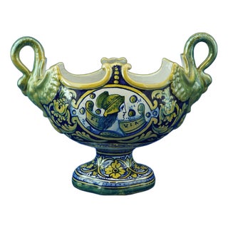 Neo-Renaissance Ceramic Centerpiece Vase by Morroni & Tega, from Gualdo Tadino, Italy, 1930s For Sale