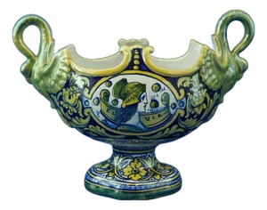 Neo-Renaissance Ceramic Centerpiece Vase by Morroni & Tega, from Gualdo Tadino, Italy, 1930s