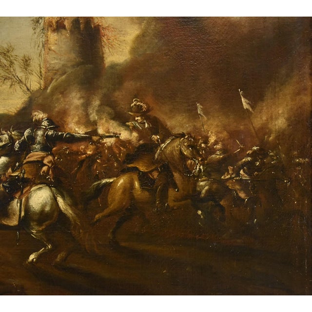 Francesco Graziani / Ciccio Napoletano, Battle with Knights, 1690, Oil on Canvas, Framed For Sale - Image 14 of 16
