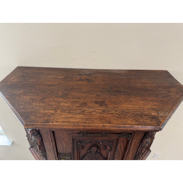 17th-Century French Gothic Revival Credence Vestry Cabinet For Sale - Image 11 of 12