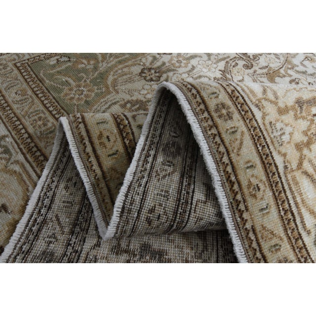1970s Vintage Persian Handmade Wool Cotton Beige Area Rug For Sale - Image 4 of 11