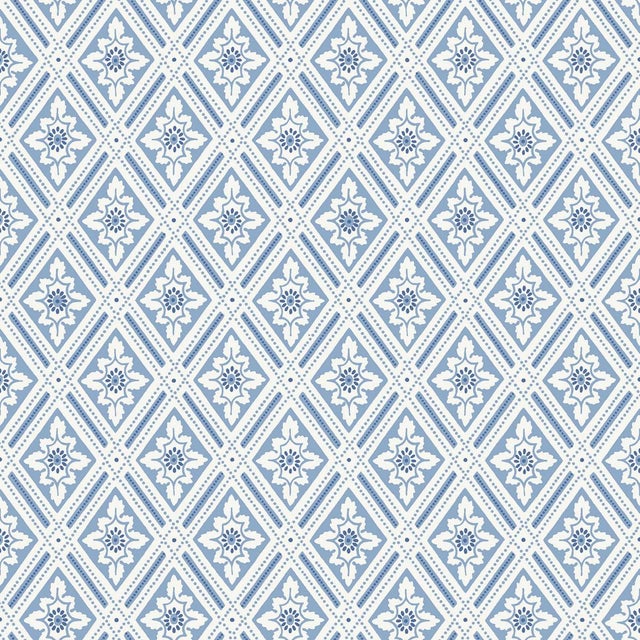 SAMPLE - Boråstapeter Ester Wallpaper In Blue And White For Sale