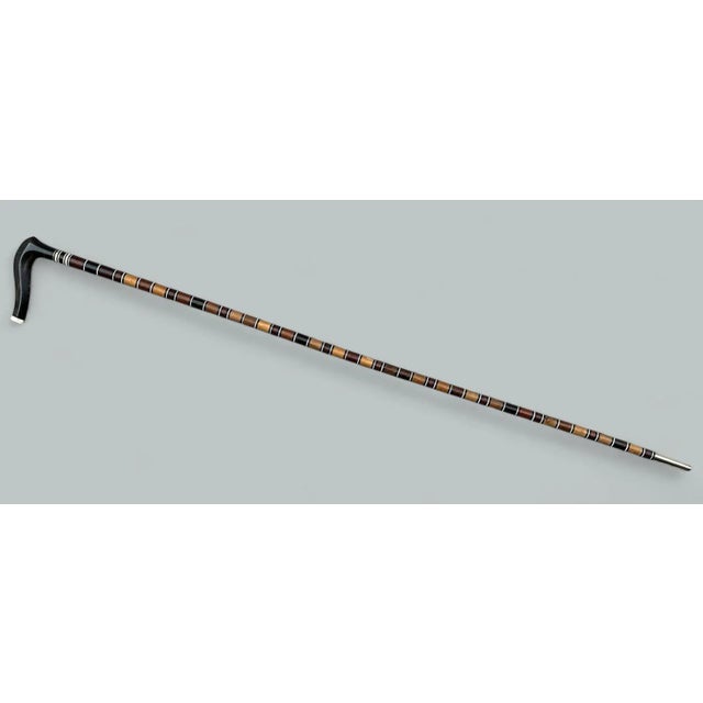 Bone Antique Ladies Dress Gentlemans Cane Walking Stick Bovine Horn Crook Handle 19Ct For Sale - Image 7 of 7