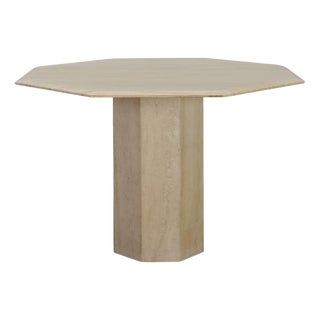 Mid-Century Italian Octagonal Travertine Dining Table, 1980s For Sale