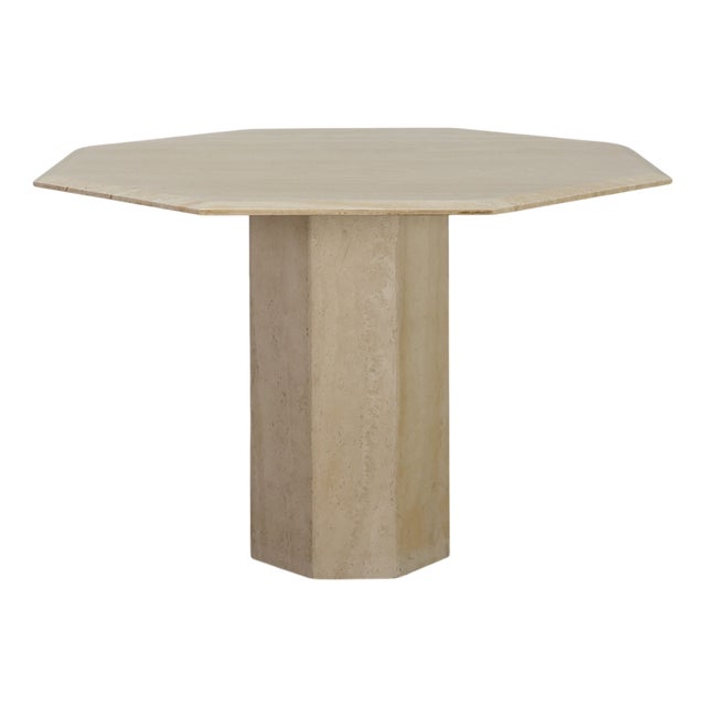 Mid-Century Italian Octagonal Travertine Dining Table, 1980s For Sale