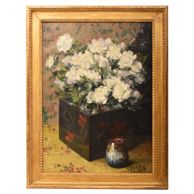 Willy Van Riet, Flowers Vase, 1923, Oil Painting on Canvas, Framed For Sale - Image 11 of 11