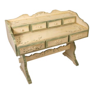 Mid 20th Century Antique Style Hand-Painted Desk With Dragonfly and Ivy Motifs For Sale