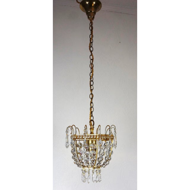 Brass and Lead Crystal Chandelier from Palwa, 1960s For Sale - Image 14 of 14