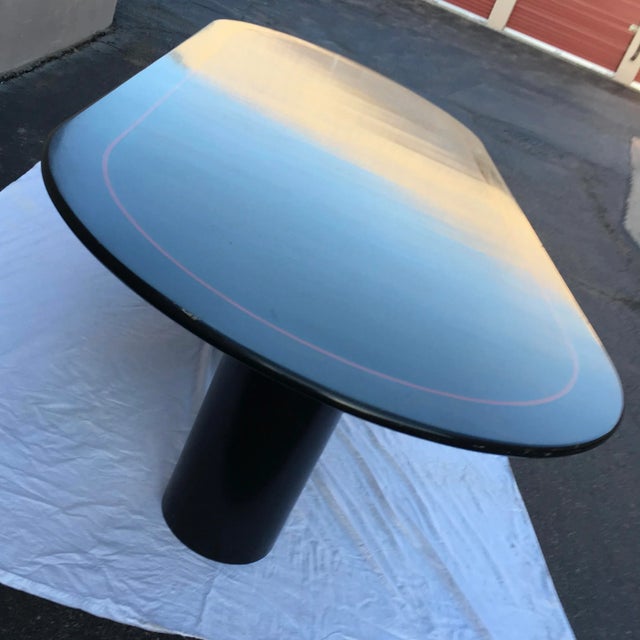 Wood 10’ Black Lacquered Tri-Pedestal Dining Table Manner of Knoll International For Sale - Image 7 of 13