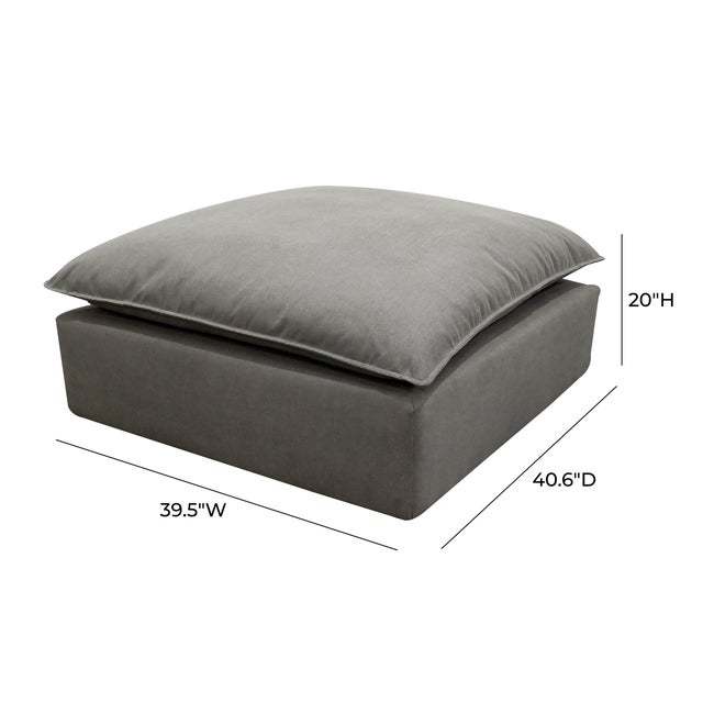 Cali Slate Performance Fabric Ottoman For Sale - Image 4 of 7