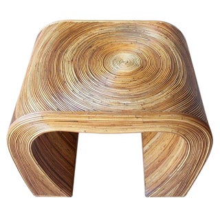 Vintage Gabriella Crespi Inspired Rattan Table For Sale