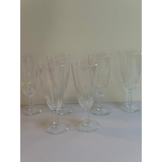 Modern 1970s "Diamant" Crystal d'Arques-Durand France 6" Tall Champagne Fluted Set of Six(6) For Sale - Image 3 of 18