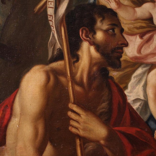 Italian Artist, Madonna and Child with St. John the Baptist and St. Roch, 1780, Oil on Canvas For Sale - Image 14 of 16