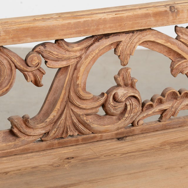 1868 Swedish Carved Pine Storage Bench With Heart Detail For Sale - Image 9 of 15