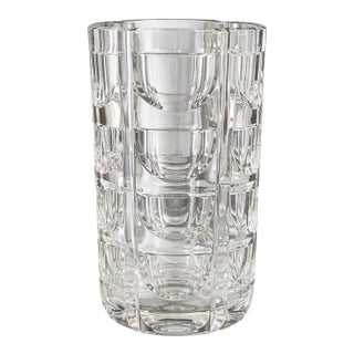 Orrefors Crystal Thousand Windows Vase Heavy Cut Glass Sweden 8” For Sale