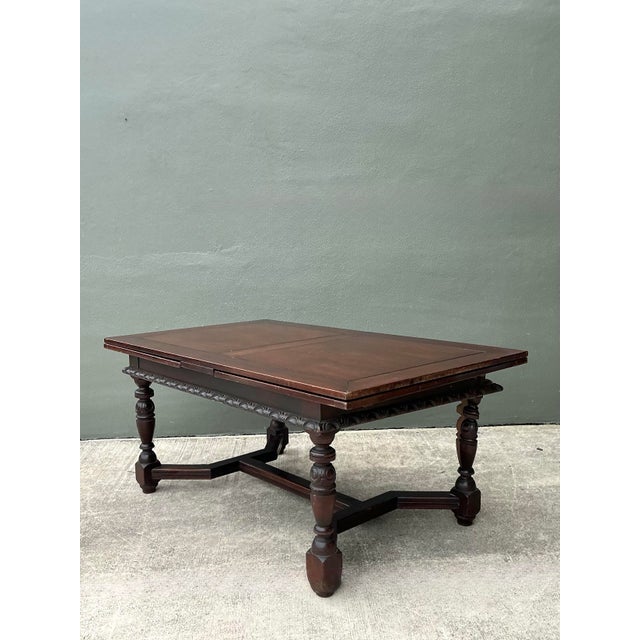 Vintage Carved Wood Extension Dining Table For Sale - Image 12 of 12