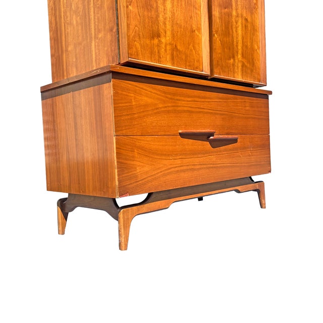 Mid Century Modern Vintage Tall Dresser High Boy Floating Design Parvin Style Stunning sculpted with floating base design....