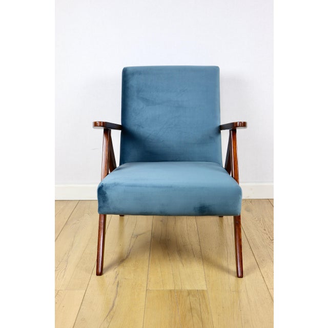 1970s Vintage VAR B-310 Chair in Blue Sky Velvet and Wood, 1960s For Sale - Image 5 of 11