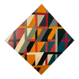 Diamond With Red Abstract Painting For Sale