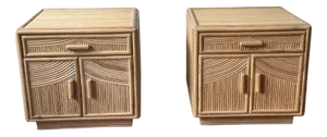 Coastal Washed Split Reed Nightstands, Set of 2