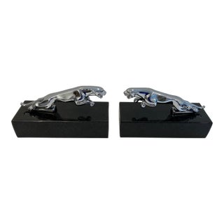 Pair of Chrome Jaguar Bookends For Sale