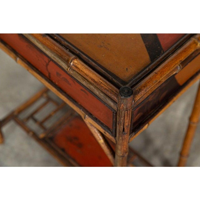 Brown Antique English Bamboo Sewing Side Table, 1910 For Sale - Image 8 of 17