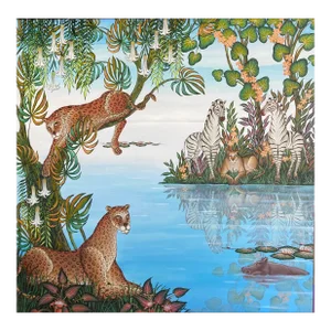 Circa 2000 Gustavo Novoa Tropical Jungle Paradise Painting