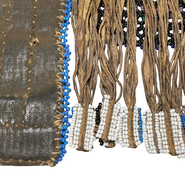 1960s Vintage South African Ndebele Leather Beaded Wedding Mapoto For Sale - Image 5 of 8
