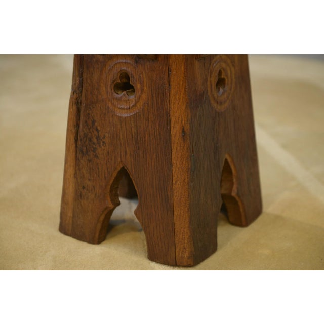 Early 20th Century Brutalist Oak Stool, 1950s For Sale - Image 4 of 9