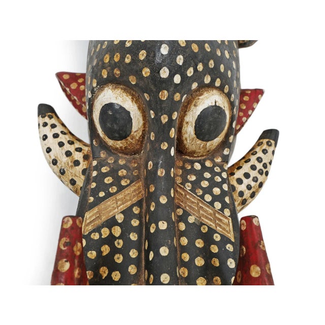 Black Antique African Fire Spitter Helmet Mask For Sale - Image 8 of 9