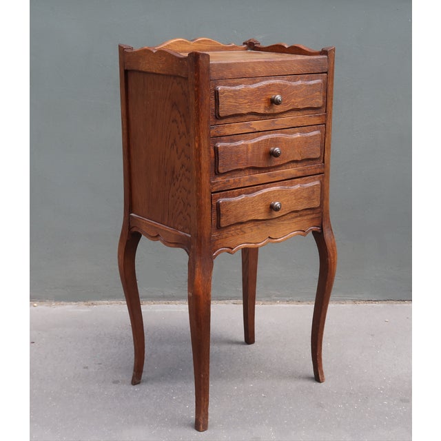 French Antique Oak Nightstand For Sale - Image 4 of 9